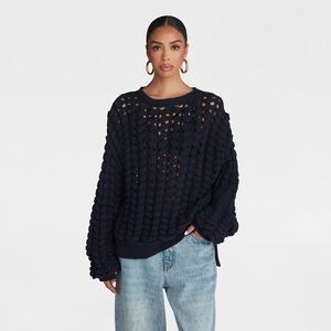 KBB by KAHLANA Women's Pullover Sweater in Navy 'The Chunky Knit Crew', Sz S NWT